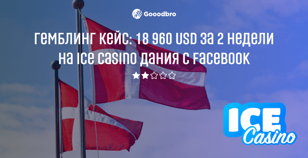 Гемблинг кейс: 18 960 USD за 2 недели на Ice Casino Дания c Facebook