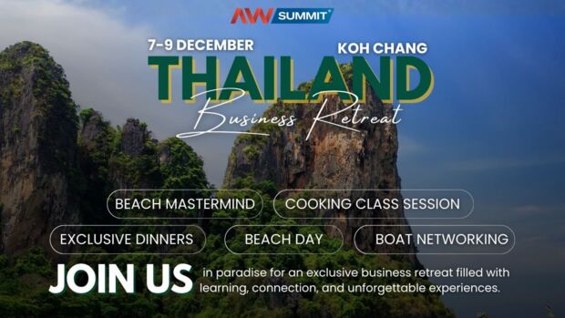 Бизнес ретрит на AWSummit Koh Chang 7-9 декабря, где вебмастера заключают сделки на пляже, а CEO встречаются босиком