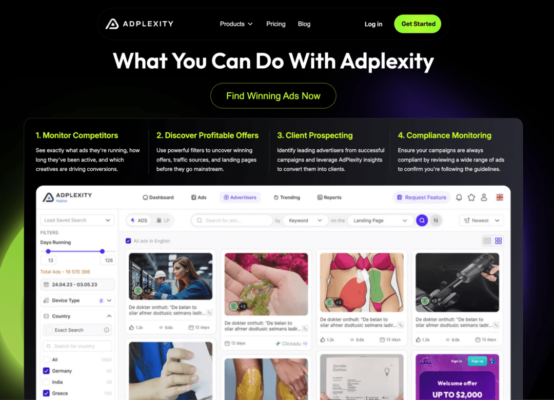 Adplexity — обзор премиум спай сервиса: шпион арбитражных связок, офферов и партнерок по 7 рекламным источникам: Facebook, Push, Native, Adult и больше