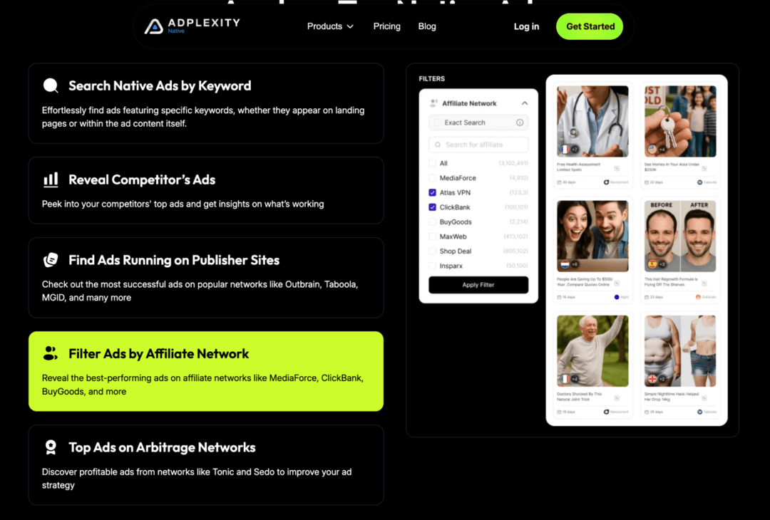 Adplexity — обзор премиум спай сервиса: шпион арбитражных связок, офферов и партнерок по 7 рекламным источникам: Facebook, Push, Native, Adult и больше