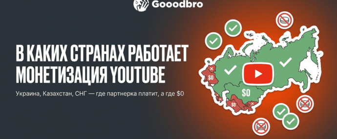 В каких странах работает монетизация YouTube в 2026: партнерка в Украине, Казахстане, Польше и по всему СНГ
