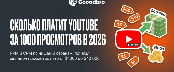 Сколько платит YouTube за 1000 просмотров в 2026: RPM и CPM по нишам и странам?